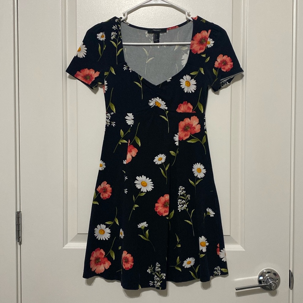 Floral Black Mini Dress